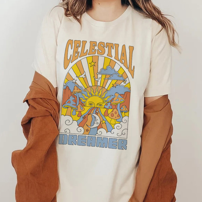 Women'S Fashion From The 70S - Celestial Dreamer Women Vintage Boho Graphic