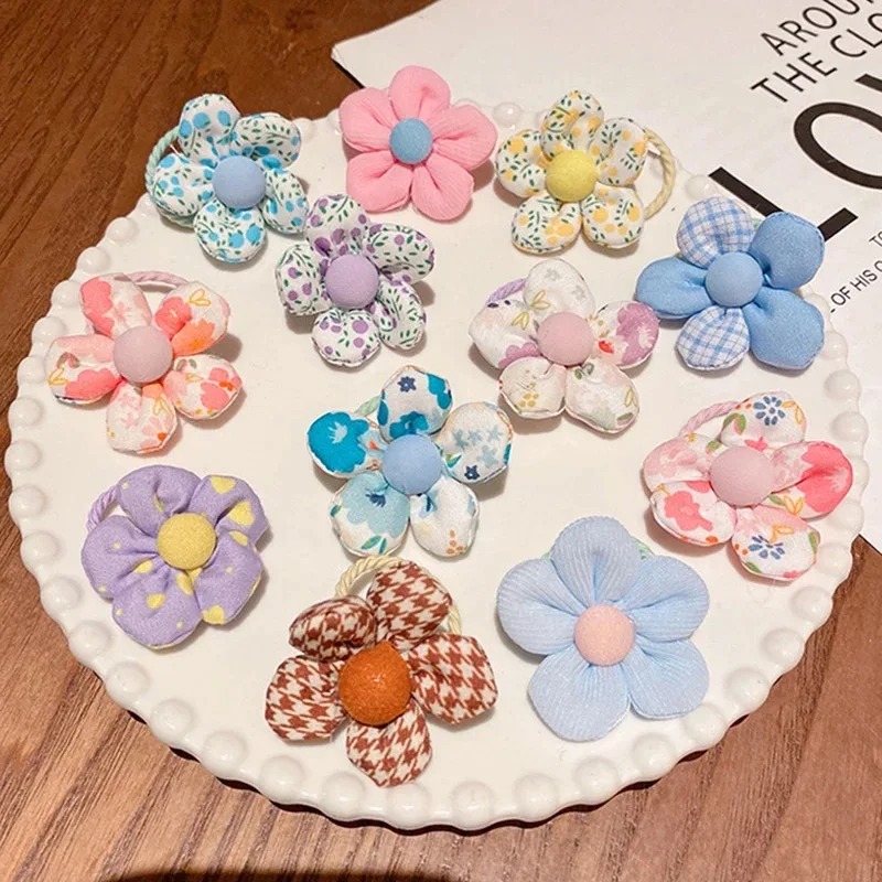 Women'S Fashion Boutique - 10Pcs Large Flower Elastic Hair Ties