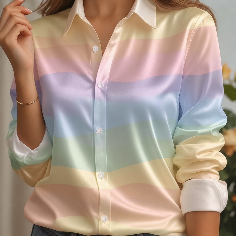 Women Satin Lapel Collar Shirt - Trend Women Fashion recension och pris