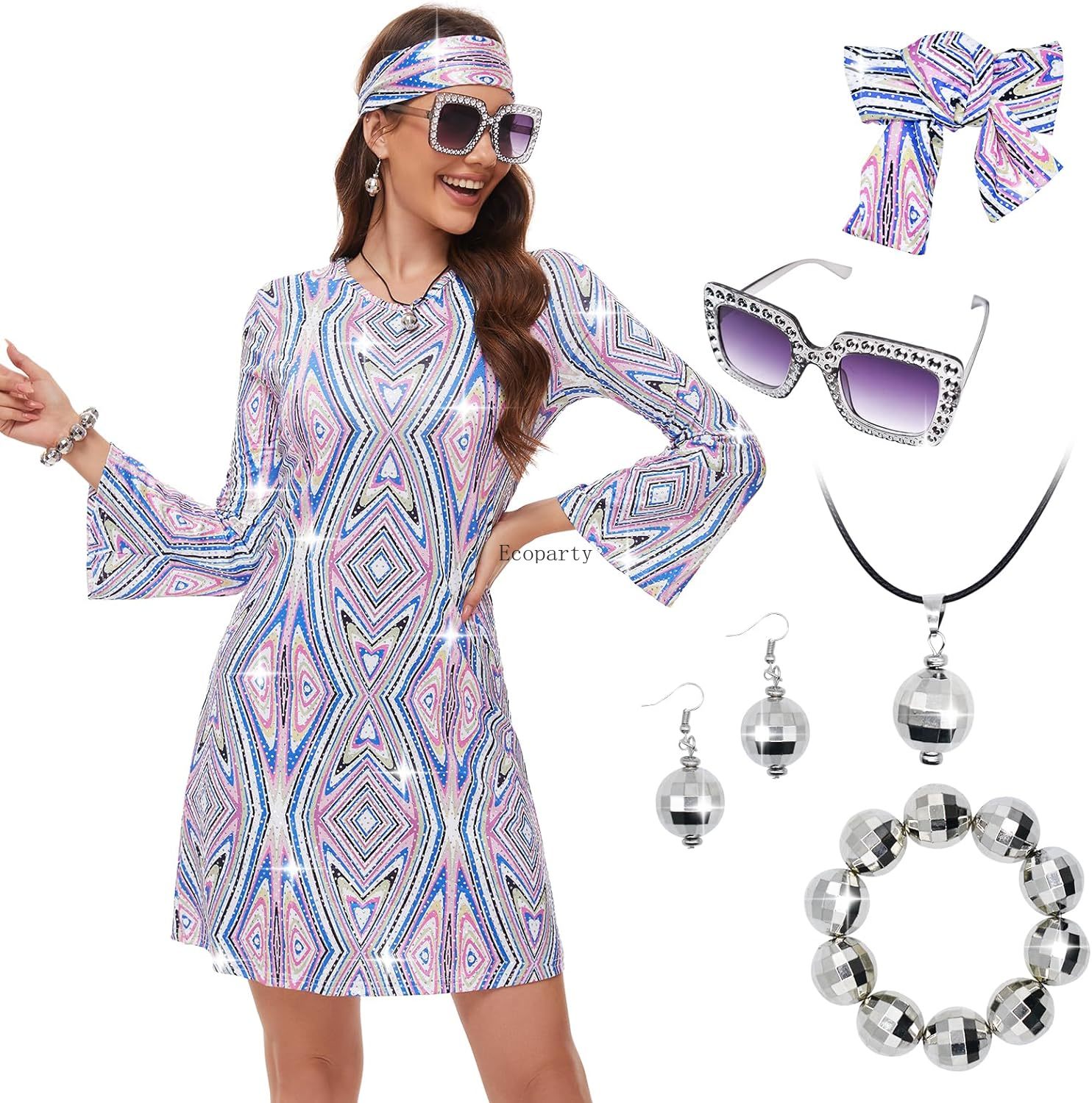 Disfraz 70s Women Disco Dress  - Women'S Fashion From The 70S recension och pris