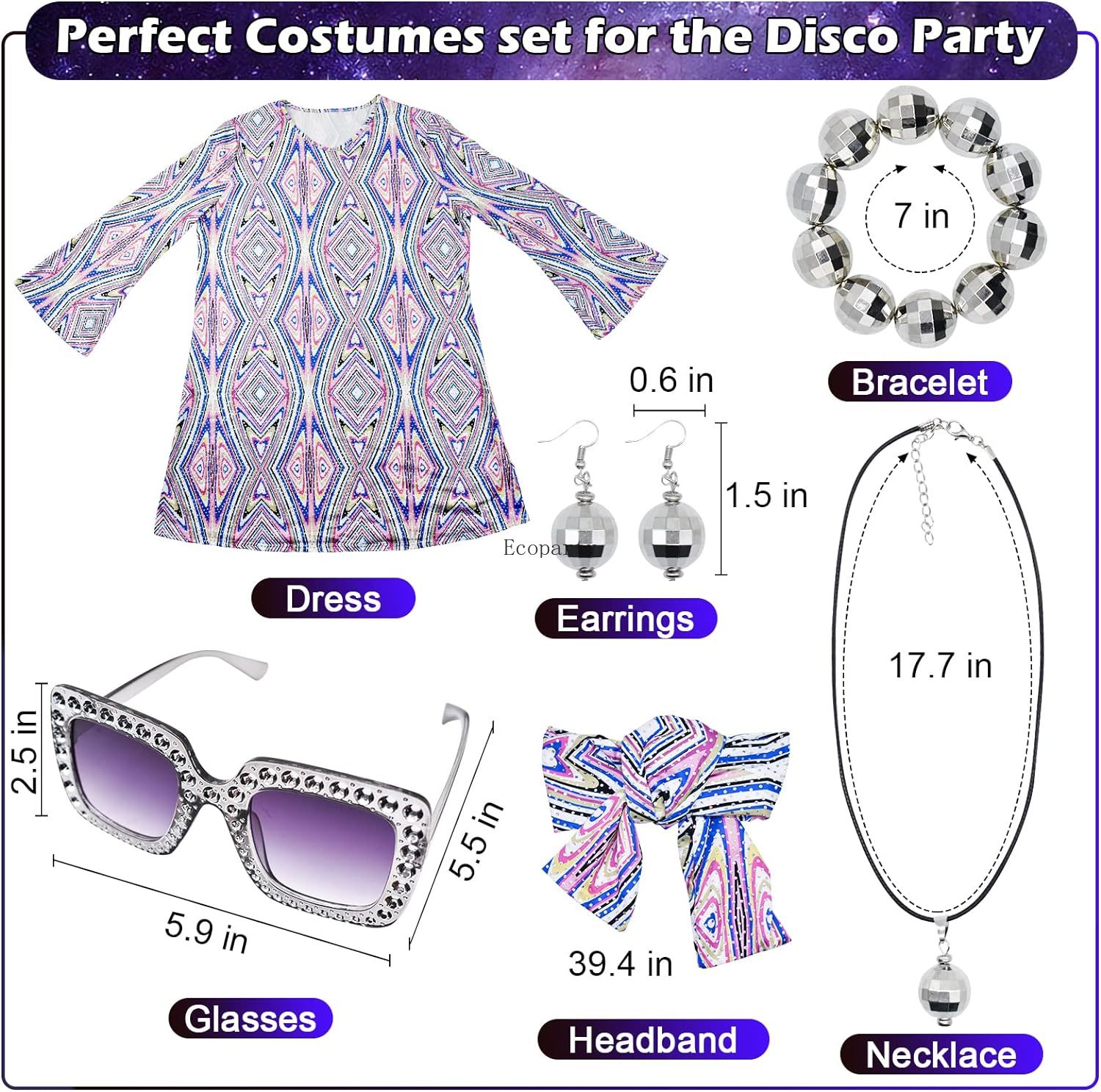 Disfraz 70s Women Disco Dress  - Women'S Fashion From The 70S recension och pris