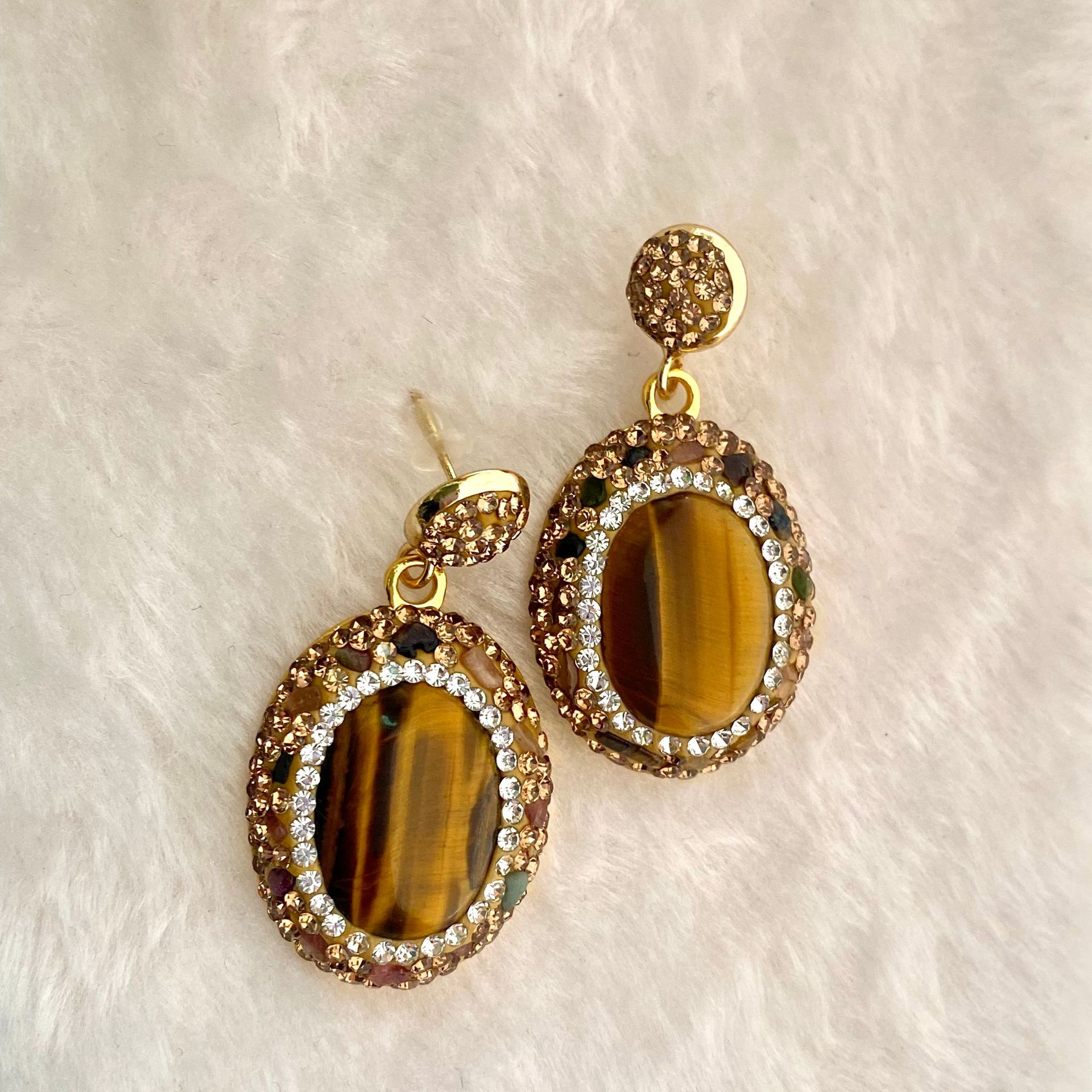 Retro tiger's eye stone earrin - Women'S Fashion E Commerce recension och pris