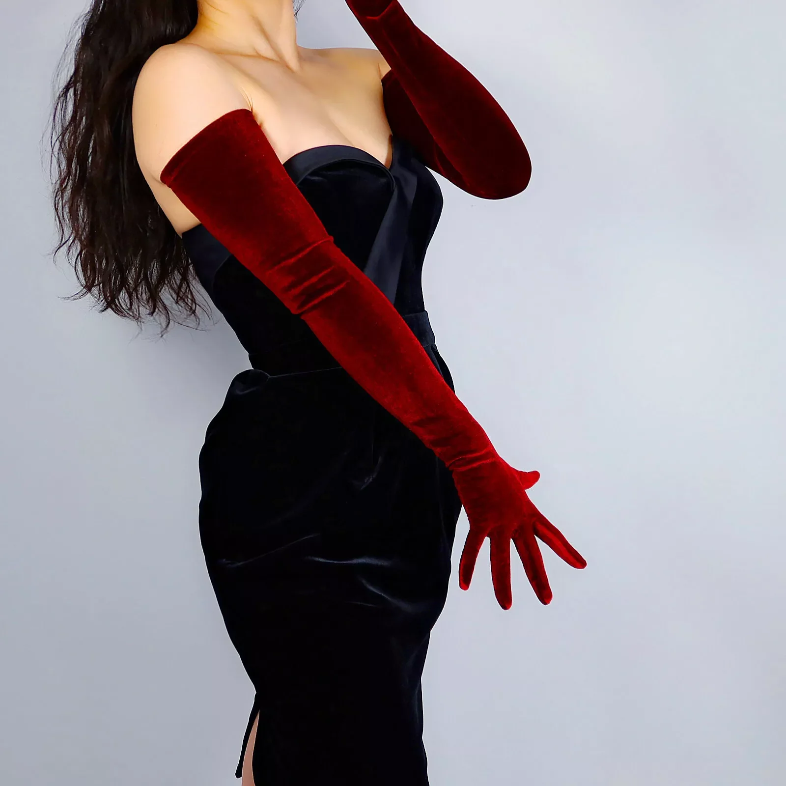 Burgundy Super Long Velvet Glo - Women'S Fashion In 1920 recension och pris