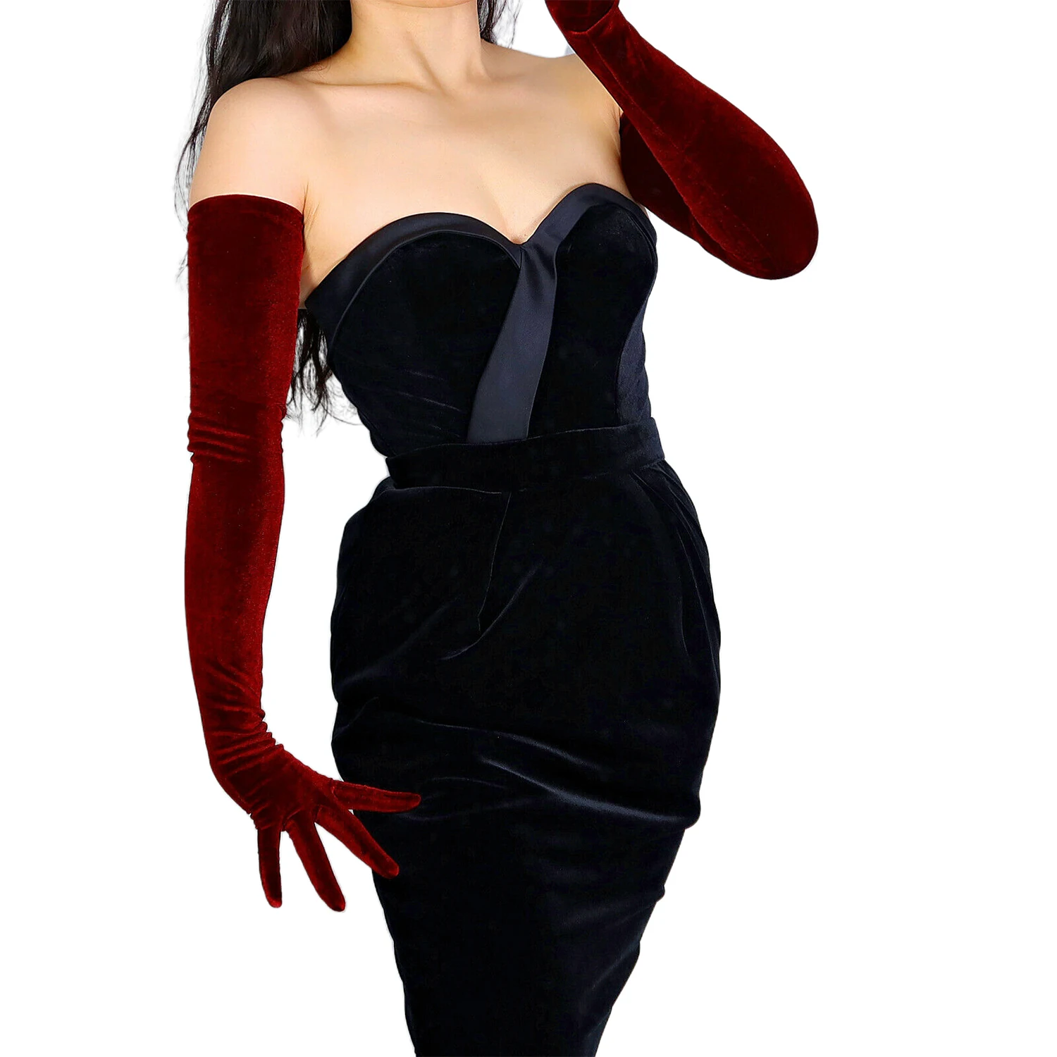 Burgundy Super Long Velvet Glo - Women'S Fashion In 1920 recension och pris