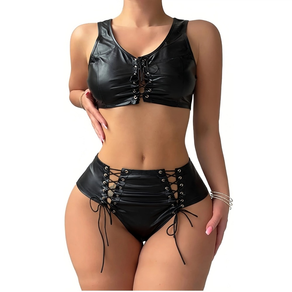 Women Leather Lingerie Set Sex - Crop Top Women recension och pris
