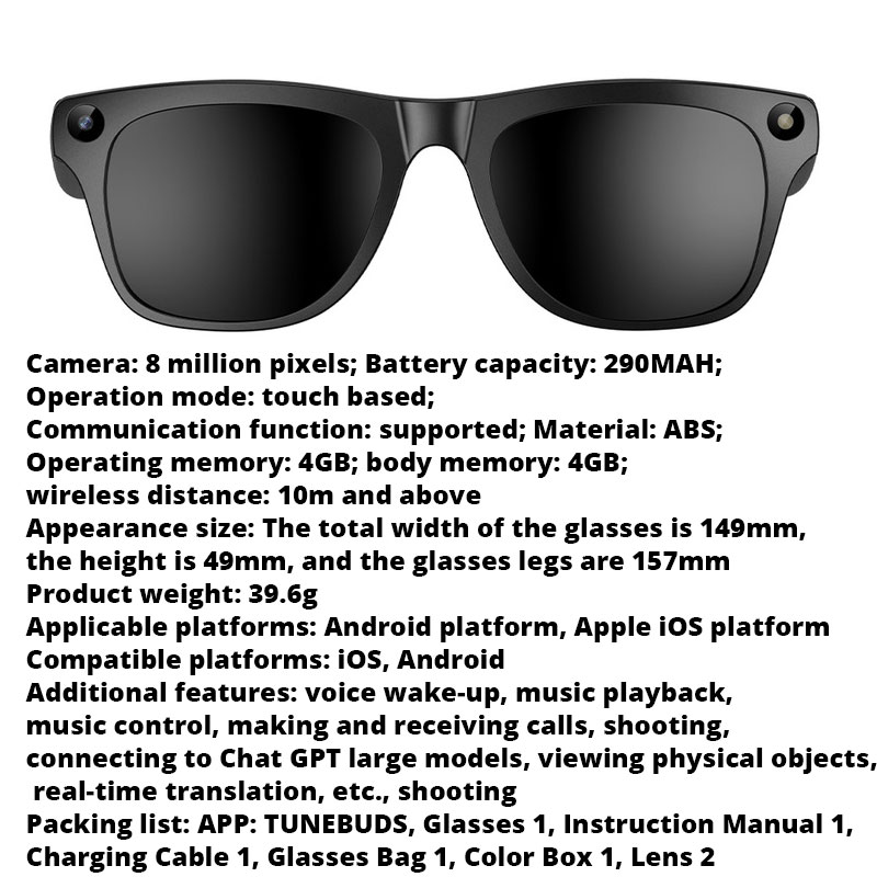 AI Smart Glasses 8MP HD Camera - Women Fashion Video recension och pris